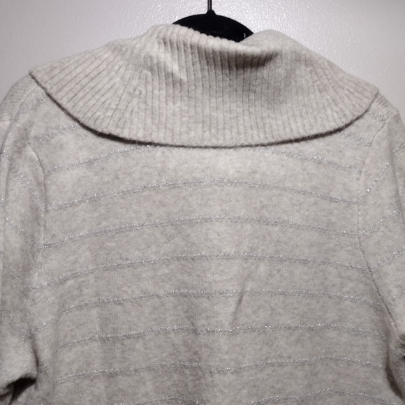 Style & Co Tan and Silver striped Cowl Neck Sweater - Picture 2 of 12
